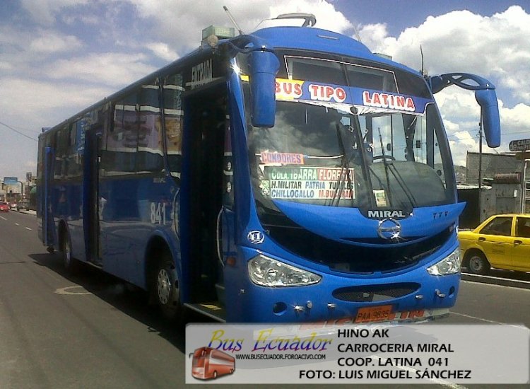 Hino AK Carroceria Miral
Bus Tipo Coop Latina
PAA - 9635
Palabras clave: Hino AK Carroceria Miral