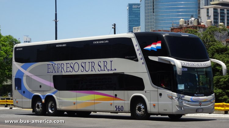 Scania K 360 B - Marcopolo G7 Paradiso 1800 DD (para Paraguay) - Exp. Sur
HBT 132
[url=https://bus-america.com/galeria/displayimage.php?pid=60082]https://bus-america.com/galeria/displayimage.php?pid=60082[/url]

Exp. Sur, unidad 560
