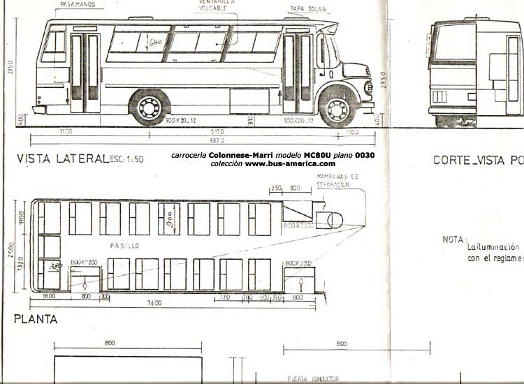 plano Colonnese-Marri modelo MC80U plano 0030
Plano de la carrocer�a, presentada al M.O.P.de la Naci�n (Argentina)
