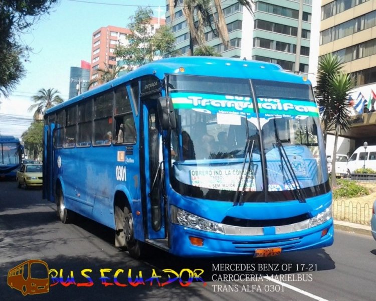 Mercedes Benz OF 17-21 Carroceria MarielBus
Bus Tipo de Quito
Trans Alfa 0301
PAA 4008
Palabras clave: Mercedes Benz OF 17-21 Carroceria MarielBus