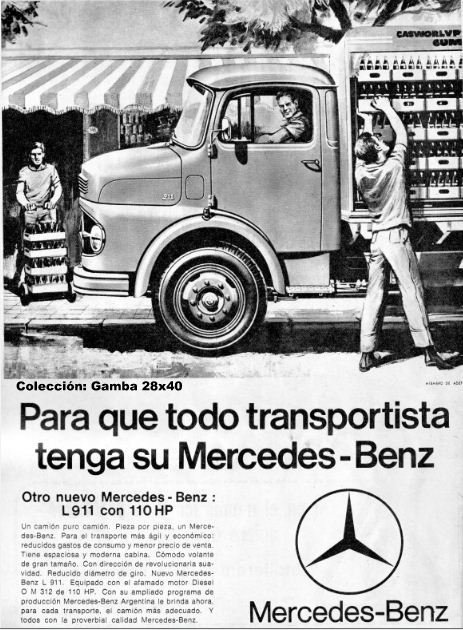 Publicidad de Mercedes-Benz Argentina
Camión L 911
Hubo algunos colectivos con este chasis
Palabras clave: Gamba / 911