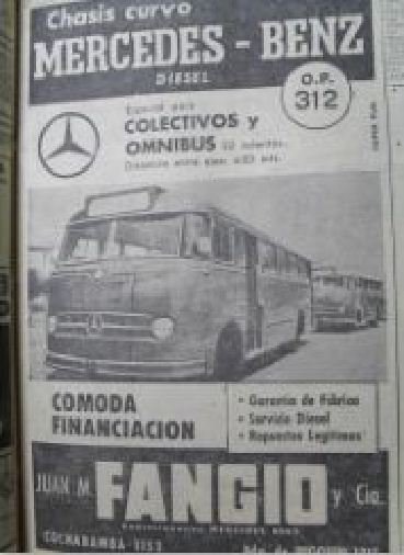 Publicidad de Mercedes Benz
Mercedes Benz OP 312
Carrozado de fábrica
Agencia Fangio y Cia
Palabras clave: Gamba / MB