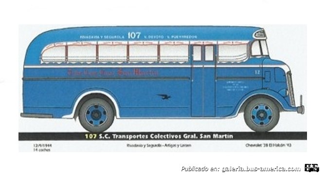  Linea 107 Gral, San Martin Chevrolet 1938 Carrocería El Halcón Dibujo de Anibal Trasmonte
