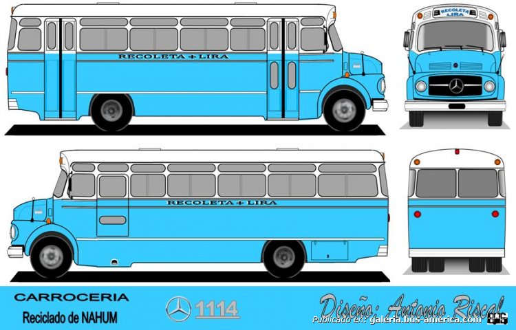 Mercedes-Benz LO 1114 - Nahum reformada - Recoleta Lira
Recoleta - Lira (Santiago)

Dibujo y gentileza: Antonio Riscal
