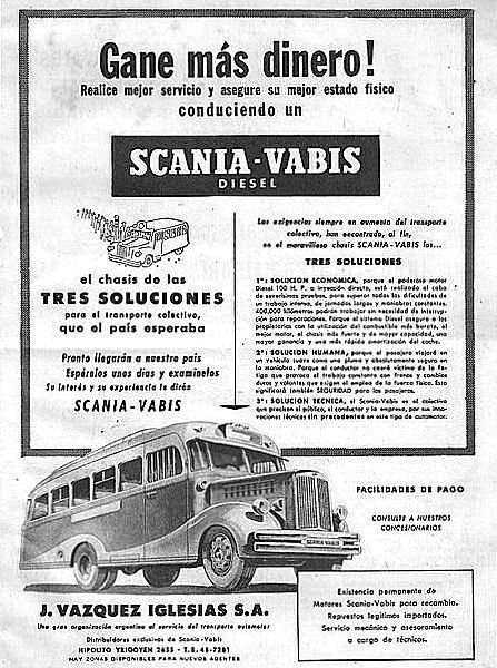 Scania-Vabis
Publicidad de un chasis apto para su uso en urbanos, el cual nunca pudo penetrar de forma masiva en el transporte urbano
