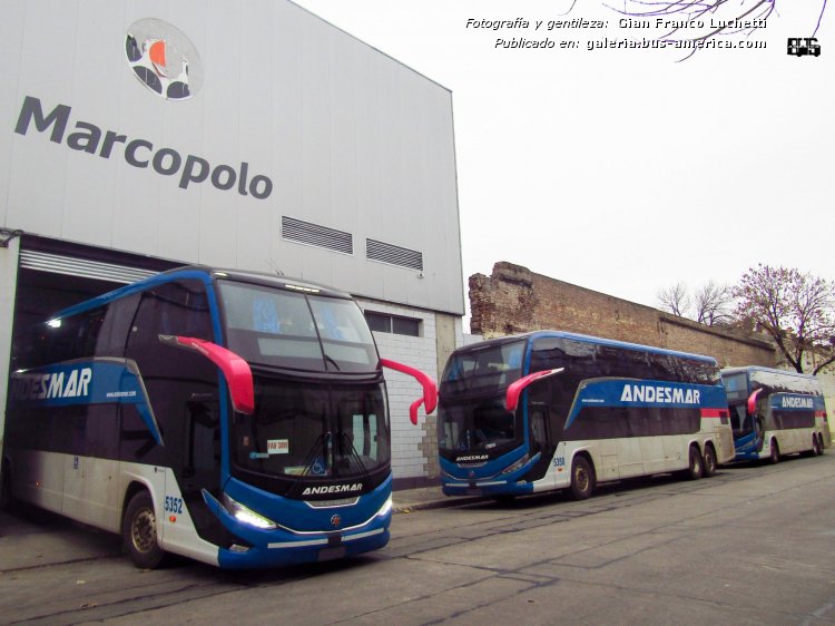 Scania K - Marcopolo G8 Paradiso 1800 DD (en Argentina) - Andesmar
[url=https://bus-america.com/galeria/displayimage.php?pid=57977]https://bus-america.com/galeria/displayimage.php?pid=57977[/url]
[url=https://bus-america.com/galeria/displayimage.php?pid=57978]https://bus-america.com/galeria/displayimage.php?pid=57978[/url]
[url=https://bus-america.com/galeria/displayimage.php?pid=57974]https://bus-america.com/galeria/displayimage.php?pid=57974[/url]

Andesmar, interno 5352 [1º]


[url=https://bus-america.com/galeria/displayimage.php?pid=57975]https://bus-america.com/galeria/displayimage.php?pid=57975[/url]
[url=https://bus-america.com/galeria/displayimage.php?pid=57976]https://bus-america.com/galeria/displayimage.php?pid=57976[/url]
Andesmar, interno 5350 [2º]


[url=https://bus-america.com/galeria/displayimage.php?pid=57973]https://bus-america.com/galeria/displayimage.php?pid=57973[/url]
[url=https://bus-america.com/galeria/displayimage.php?pid=57976]https://bus-america.com/galeria/displayimage.php?pid=57976[/url]
Andesmar, interno 5347 [1º]

Fotografía y gentileza: Gian Franco Luchetti

[Datos de izquierda a derecha]
