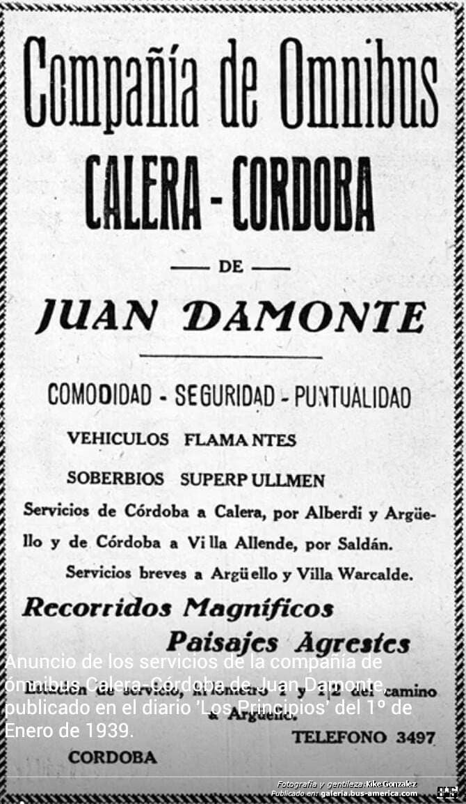 Cia. Calera Cordoba , Juan Damonte 
Publicación de diario: Los Principios, 1 de enero 1939
Colección y gentileza: Kike González
